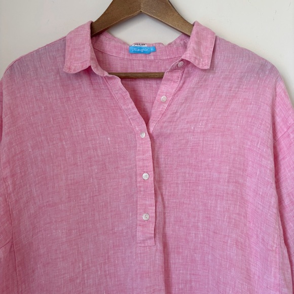 J.McLaughlin Fallon Pink Linen Popover Shirt Tunic XL - Picture 3 of 6